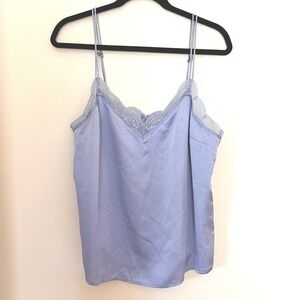 Abercrombie & Fitch Blue Satin Lace Trim Camisole Tank Top Large
